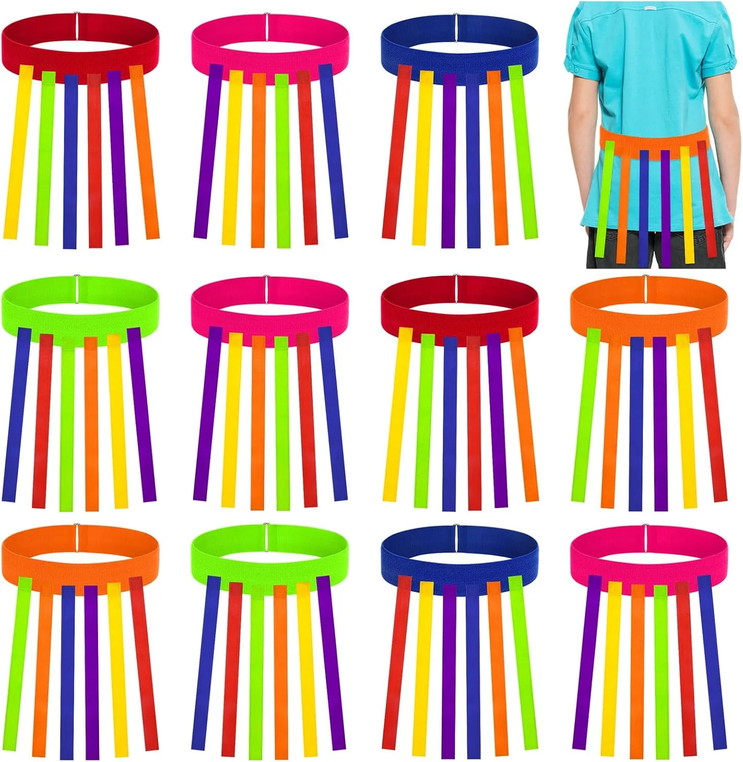 10 Pcs Catch Tail Game Belt, Field Day Games for Adults, Stretchable Catching Training Equipment for Family Outdoor Picnic Carnival Games Activities
