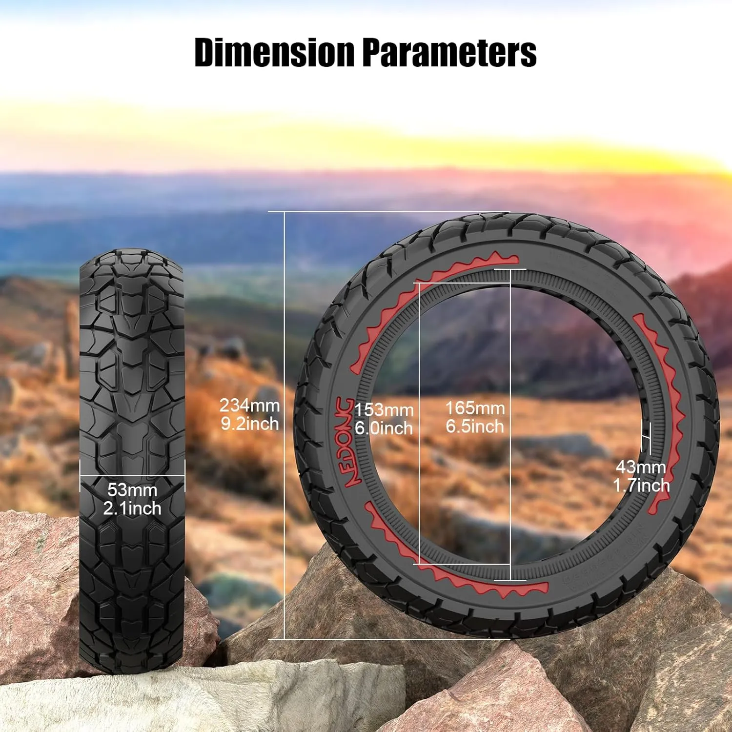 10X2.125 Off Road Tire for Electric Scooter Ninebot F20/F30/F40/F65, 10 inch Solid Rubber Tires for Front And Rear Solid Electric Scooter Tire Tubeless(Black 2pcs)