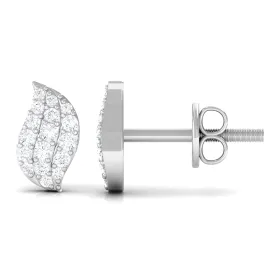 1/4 CT Real Diamond Leaf Stud Earrings