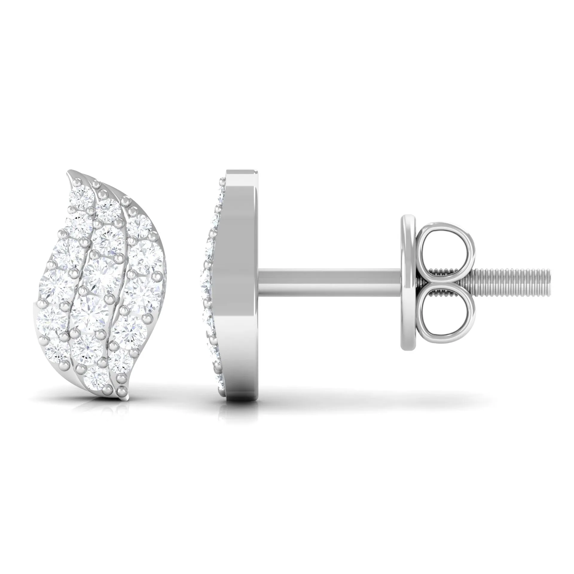 1/4 CT Real Diamond Leaf Stud Earrings