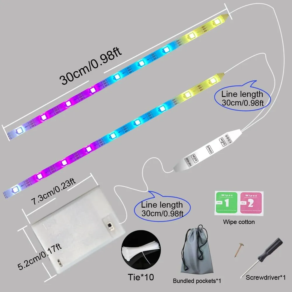 2 Strip Electric LED Bicycle Scooter Lights Night Cycling Colorful Lamp Waterproof Safety Skateboard Scooter Lights