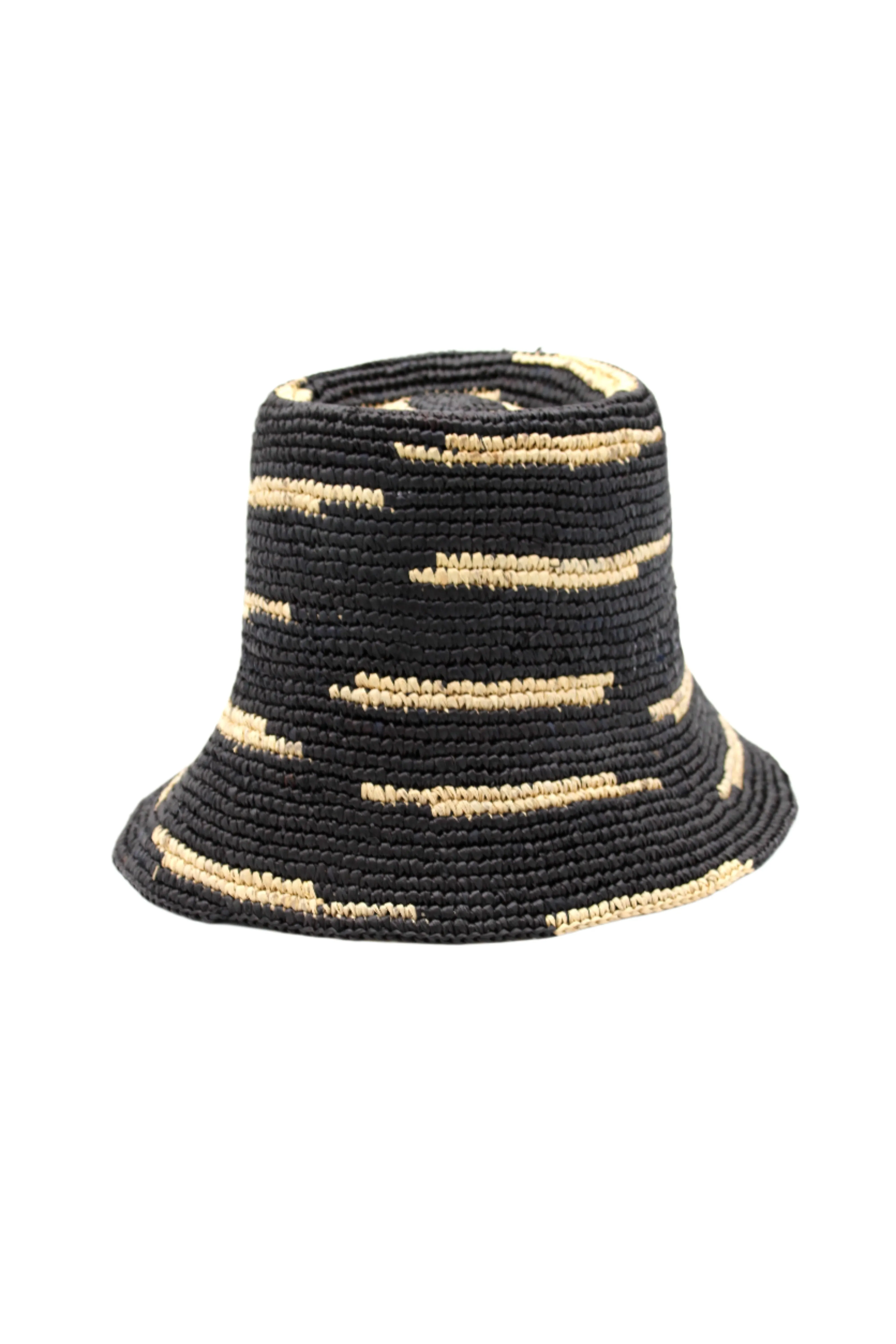 2.5" Brim Taylor Crochet Bucket Straw Hats with Zebra Stripes