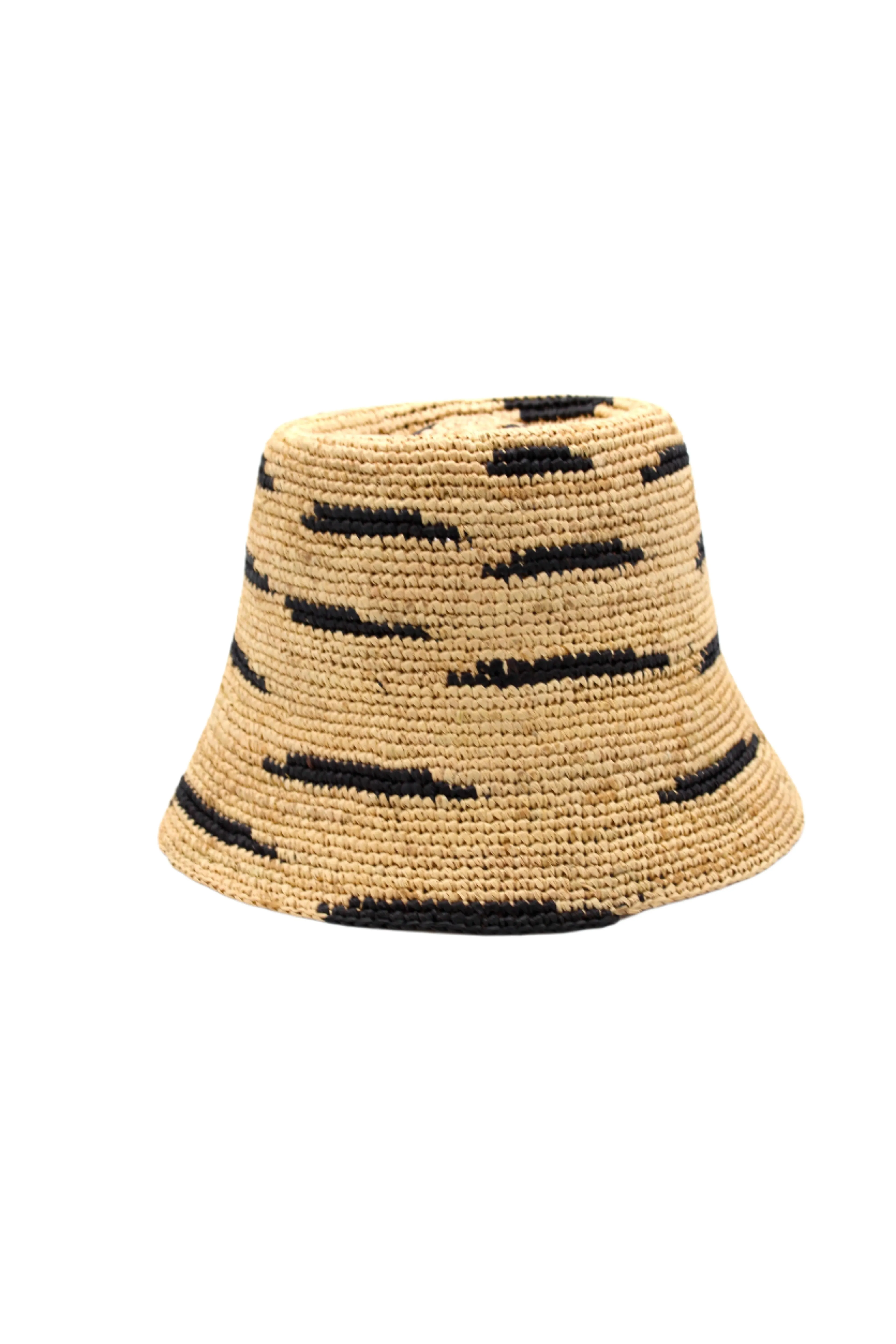 2.5" Brim Taylor Crochet Bucket Straw Hats with Zebra Stripes