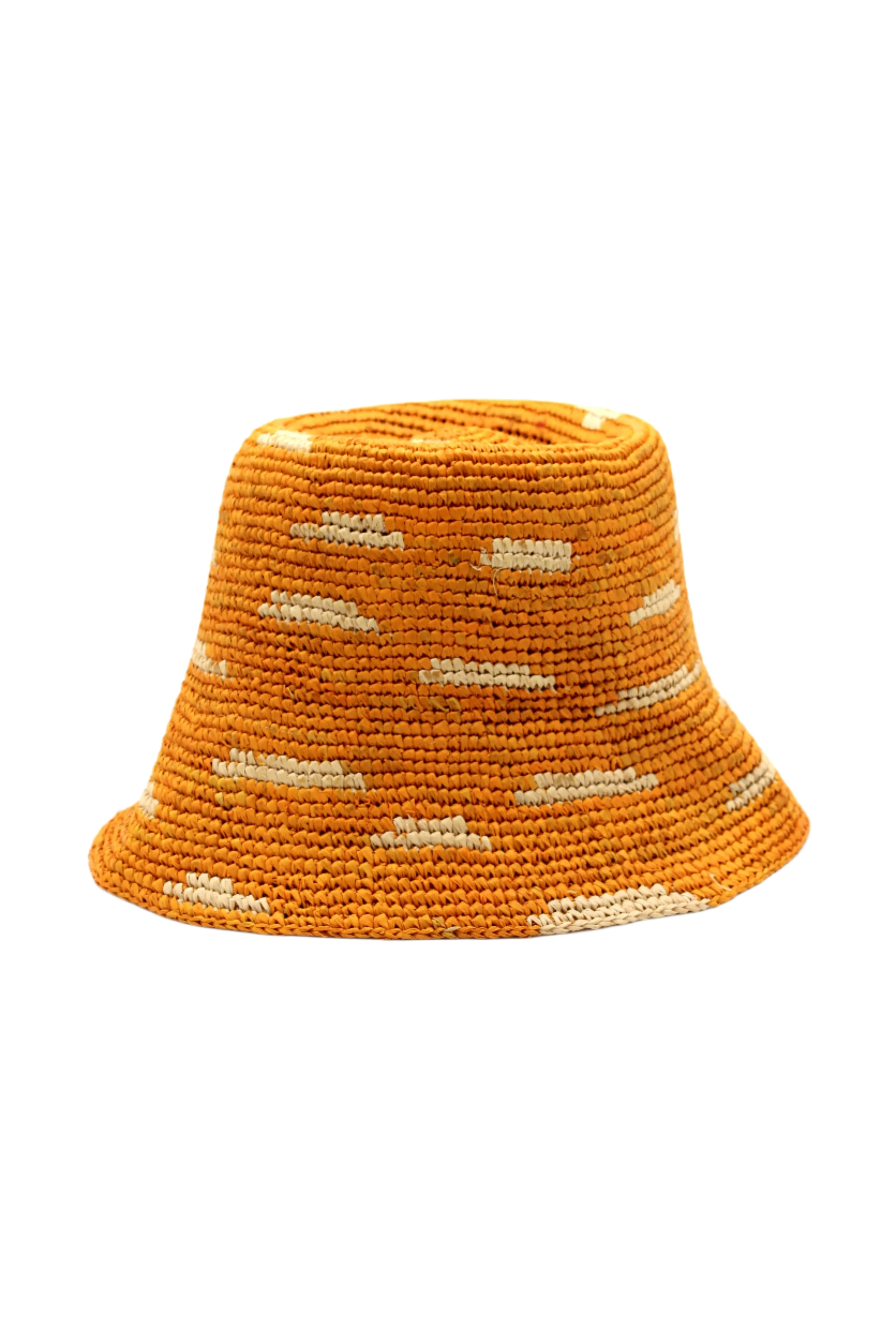 2.5" Brim Taylor Crochet Bucket Straw Hats with Zebra Stripes