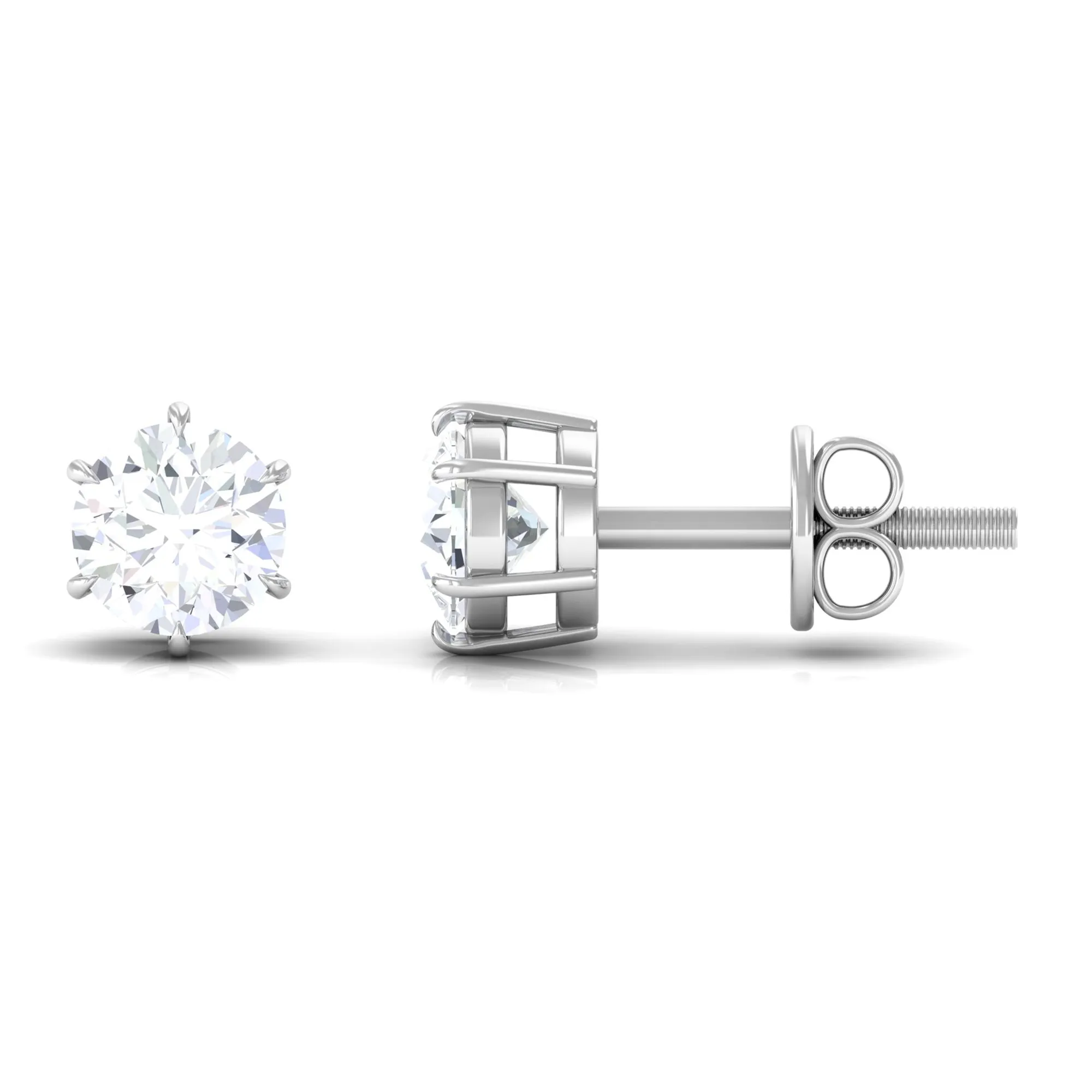 3/4 CT Certified Cubic Zirconia Gold Solitaire Stud Earrings