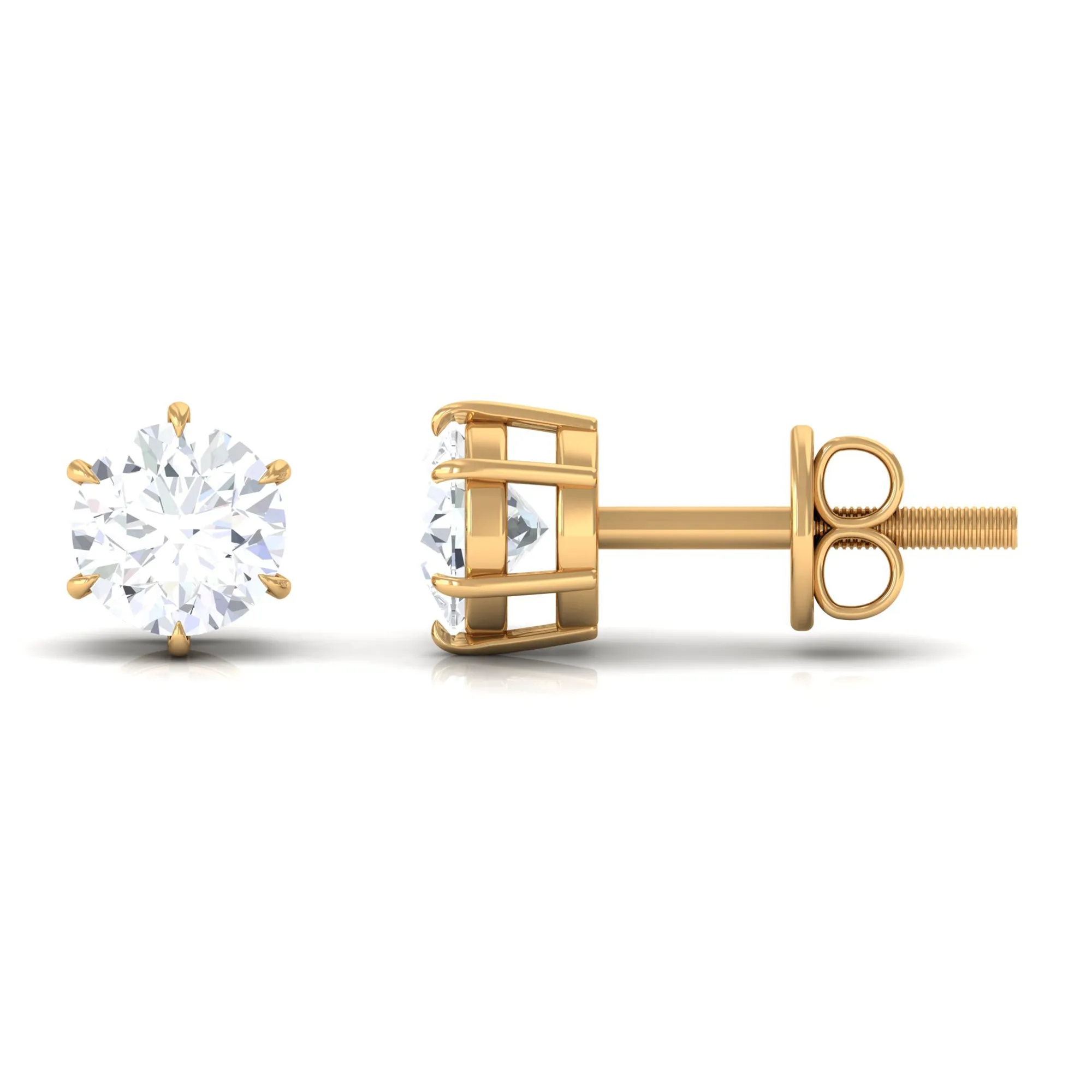 3/4 CT Certified Cubic Zirconia Gold Solitaire Stud Earrings