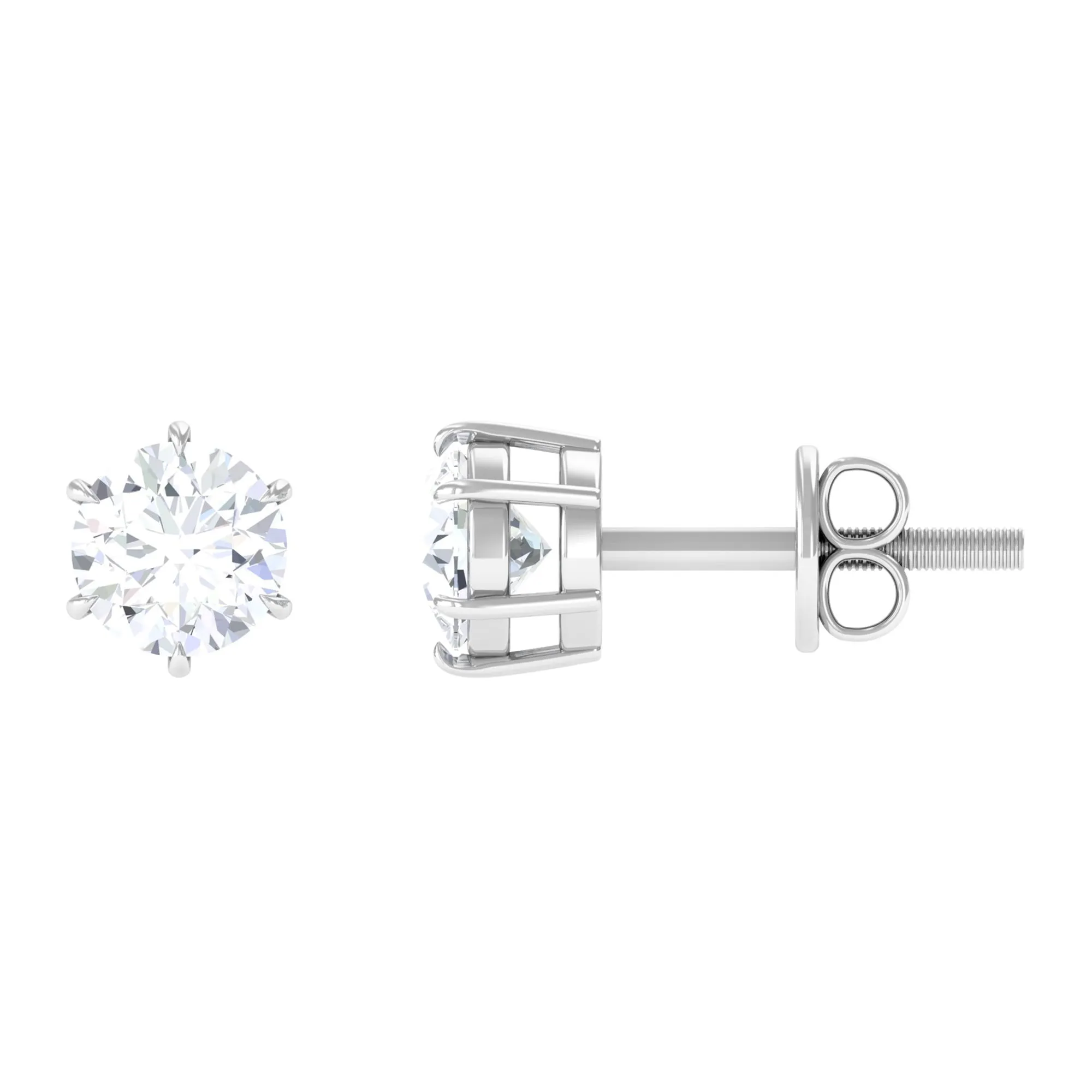 3/4 CT Certified Cubic Zirconia Gold Solitaire Stud Earrings