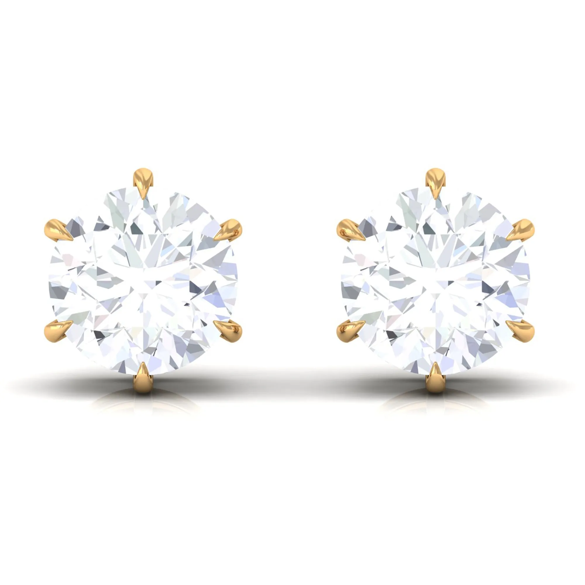 3/4 CT Certified Cubic Zirconia Gold Solitaire Stud Earrings