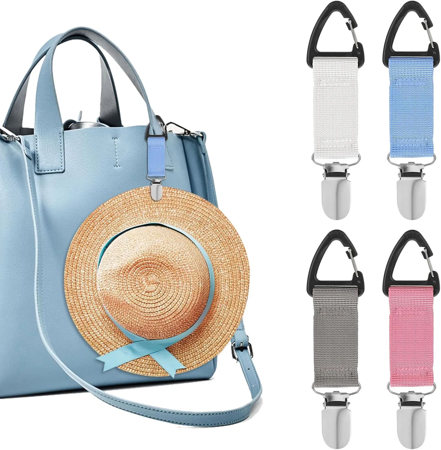 4Pcs Hat Clip for Travel on Bag Elastic Hat Holder for Purse Hands-Free Bag Accessory for Traveling Backpacks Purses Luggage Outdoor Travel Accessory
