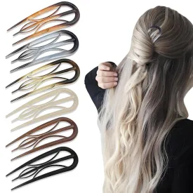 6Pcs French Hair Clips, U Shaped French Hair Pin Retro Fork Hair Pin Internal Teeth French Hair Clips, Tortoise Shell French Hair Pins for Women Thin Thick Hair Buns Twist Hairstyle Accessories
