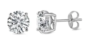 925 Sterling Silver CZ Stud Earrings - 11mm AAAA 