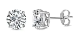 925 Sterling Silver CZ Stud Earrings - 11mm AAAA 