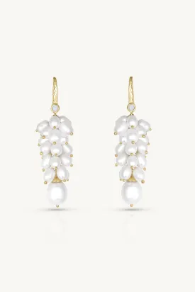 Adeline Pearl Cluster Gold Earrings