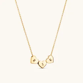 Amo Heart Triple Bead Necklace in Gold