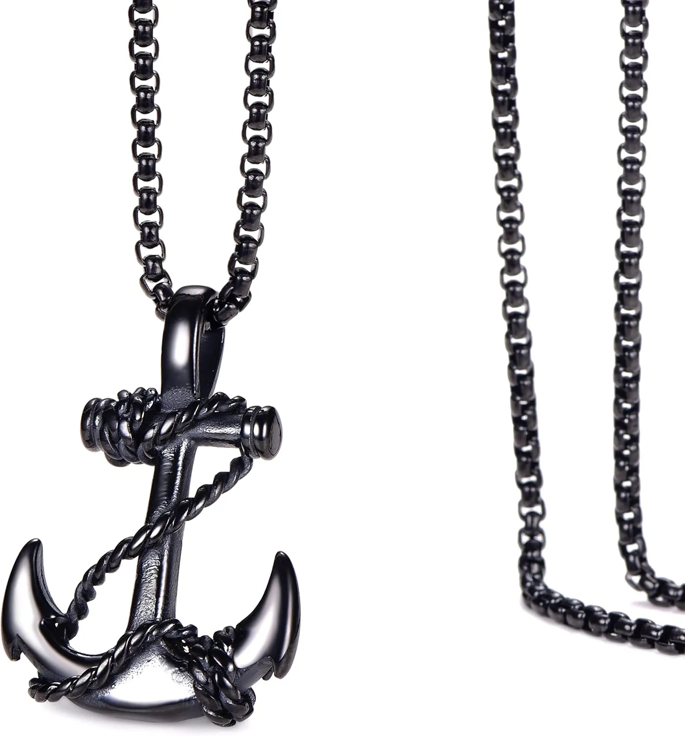 Anchor Necklace for Men Stainless Steel Navy Anchor Pendant with 24 Inch Chain
