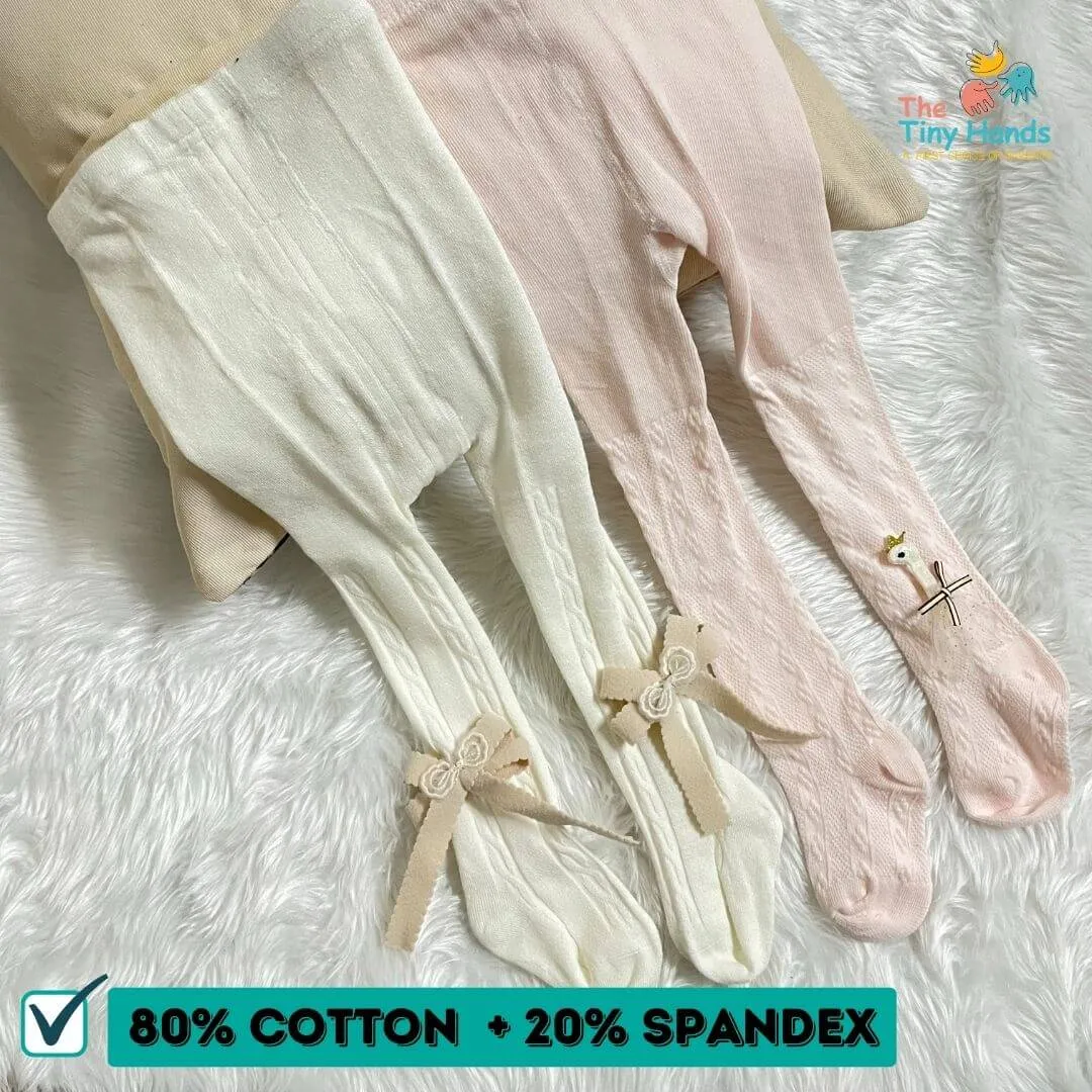 Baby Steps White and Light Pink Cotton Stockings (1-2) Years