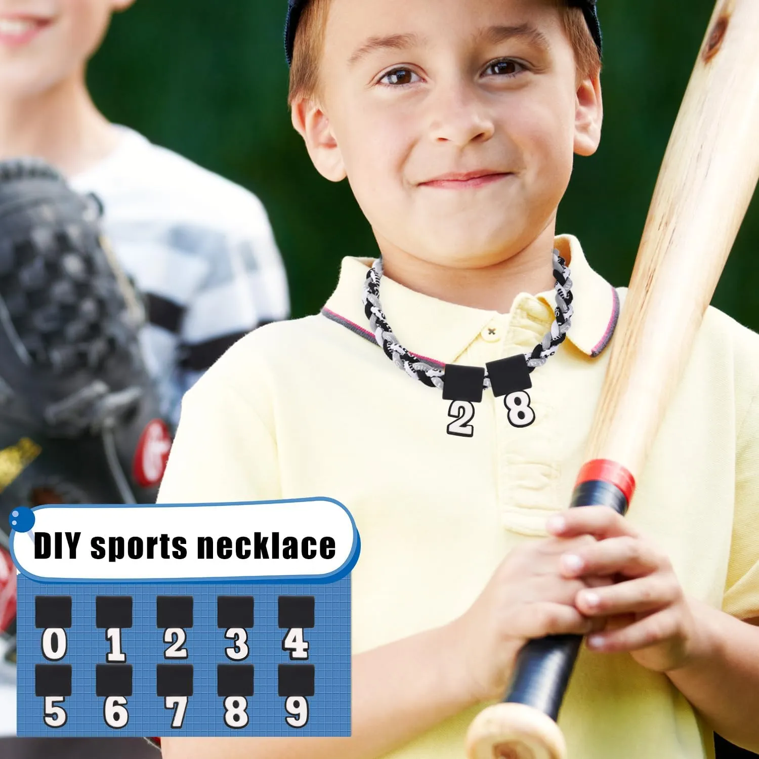 Baseball Number Pendant, Silicone Number 0-9 Pendant for Sports Fan Baseball Necklace Silicone Number Pendant Recommended for Three Braided Rope Tornado Necklace