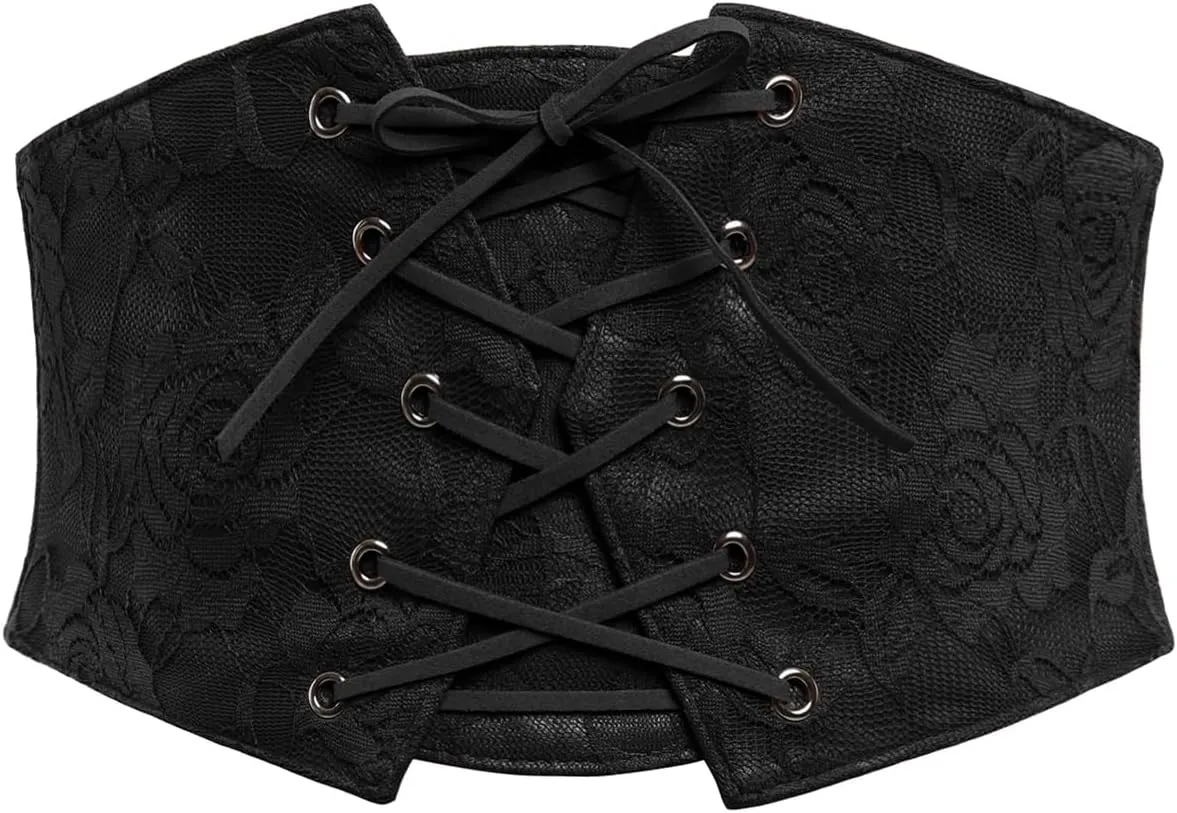 Bbonlinedress Womens Lace-up Corset Waist Belt Elastic Stretch Wide Band Waspie Underbust Cincher Belt
