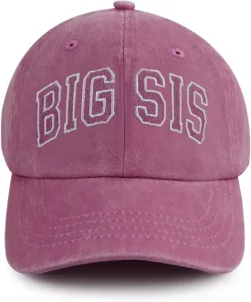 Big Sis Hats for Girls, Funny Adjustable Cotton Embroidered Kids Baseball Cap