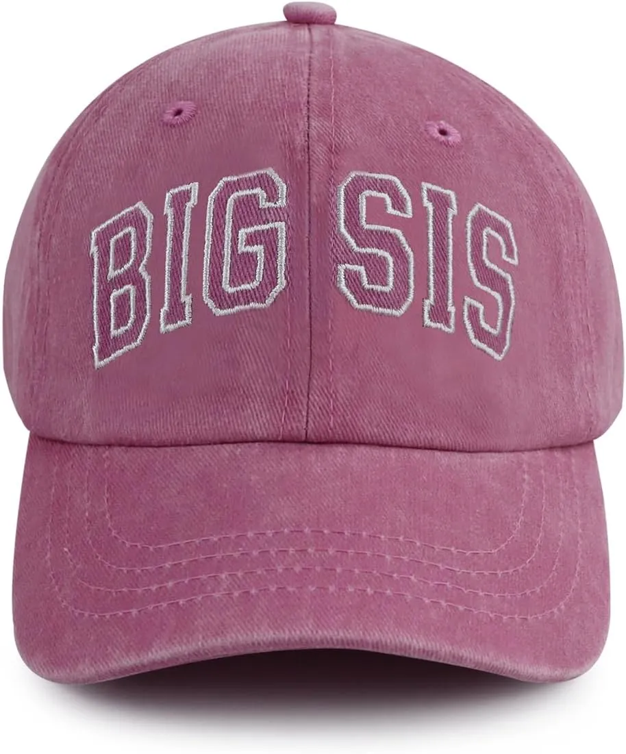 Big Sis Hats for Girls, Funny Adjustable Cotton Embroidered Kids Baseball Cap