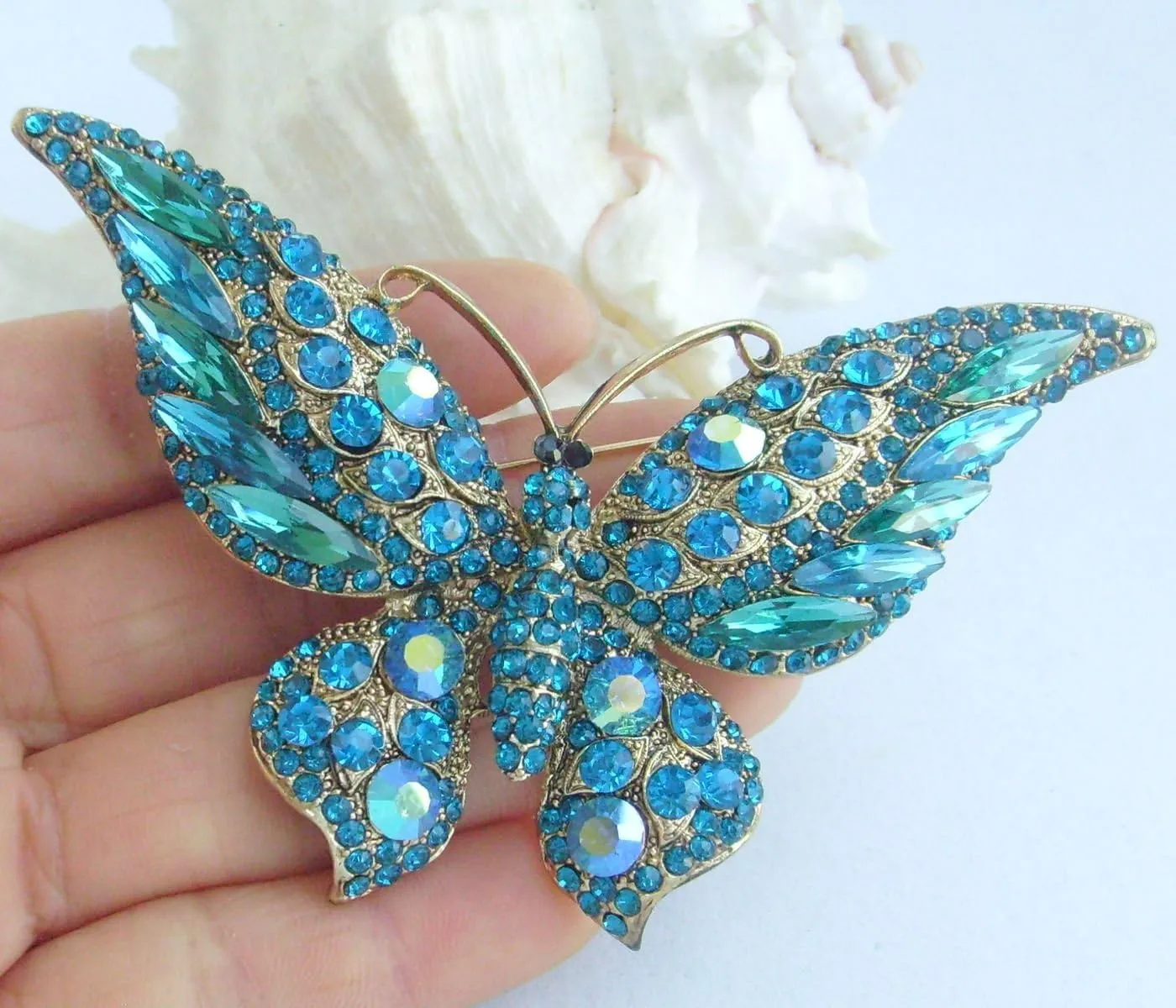 Charming Butterfly Brooch Pin Rhinestone Crystal Pendant Deco BZ4538B