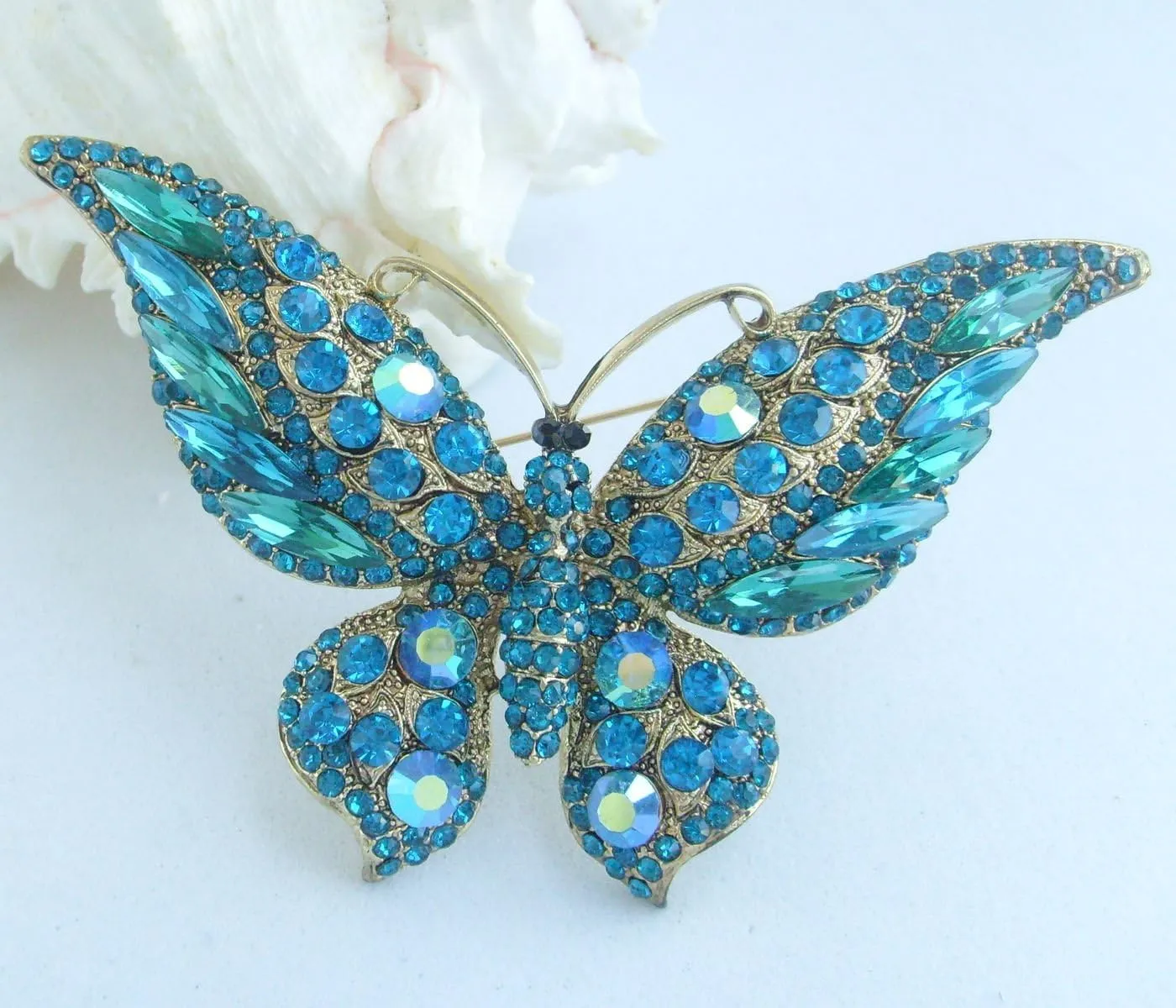 Charming Butterfly Brooch Pin Rhinestone Crystal Pendant Deco BZ4538B