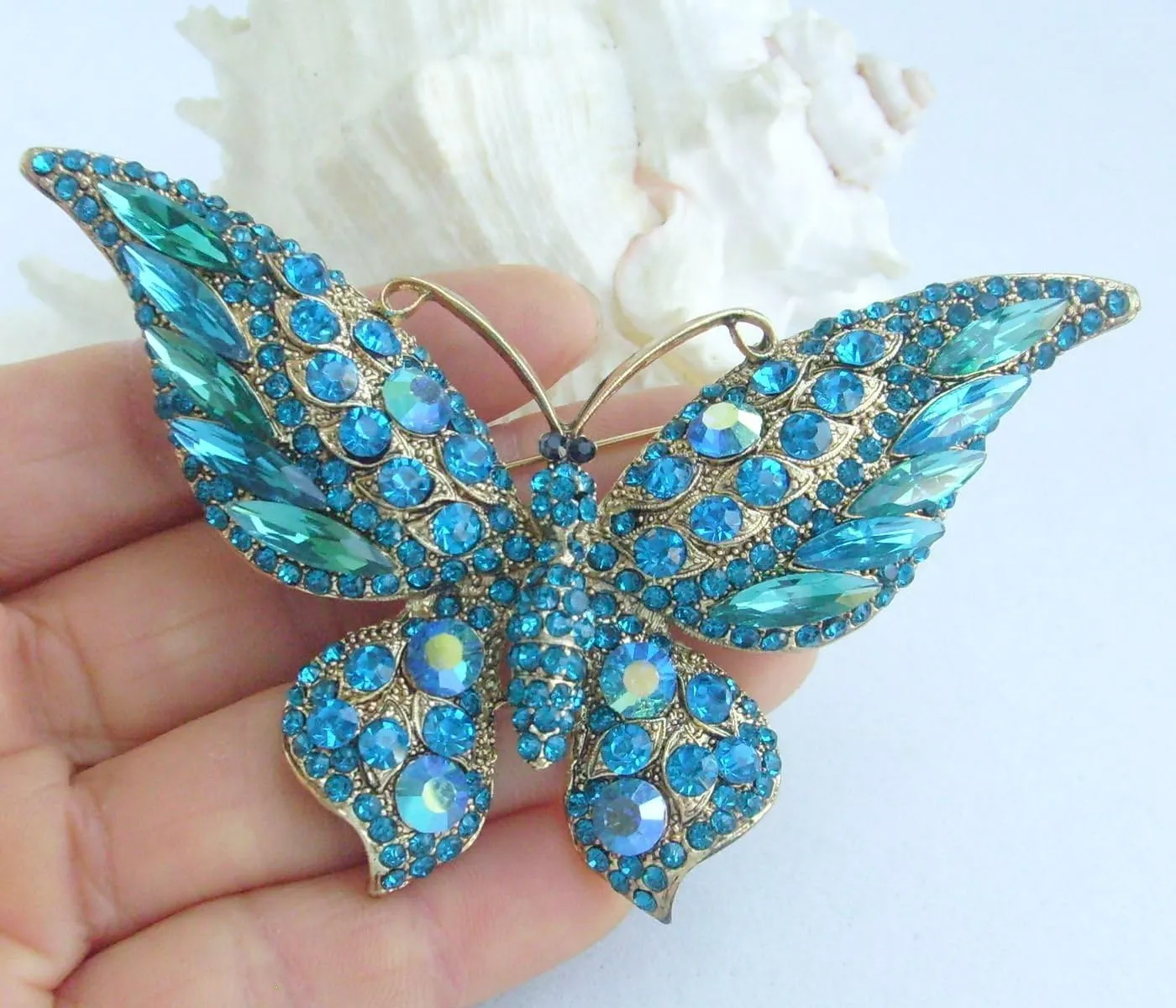 Charming Butterfly Brooch Pin Rhinestone Crystal Pendant Deco BZ4538B