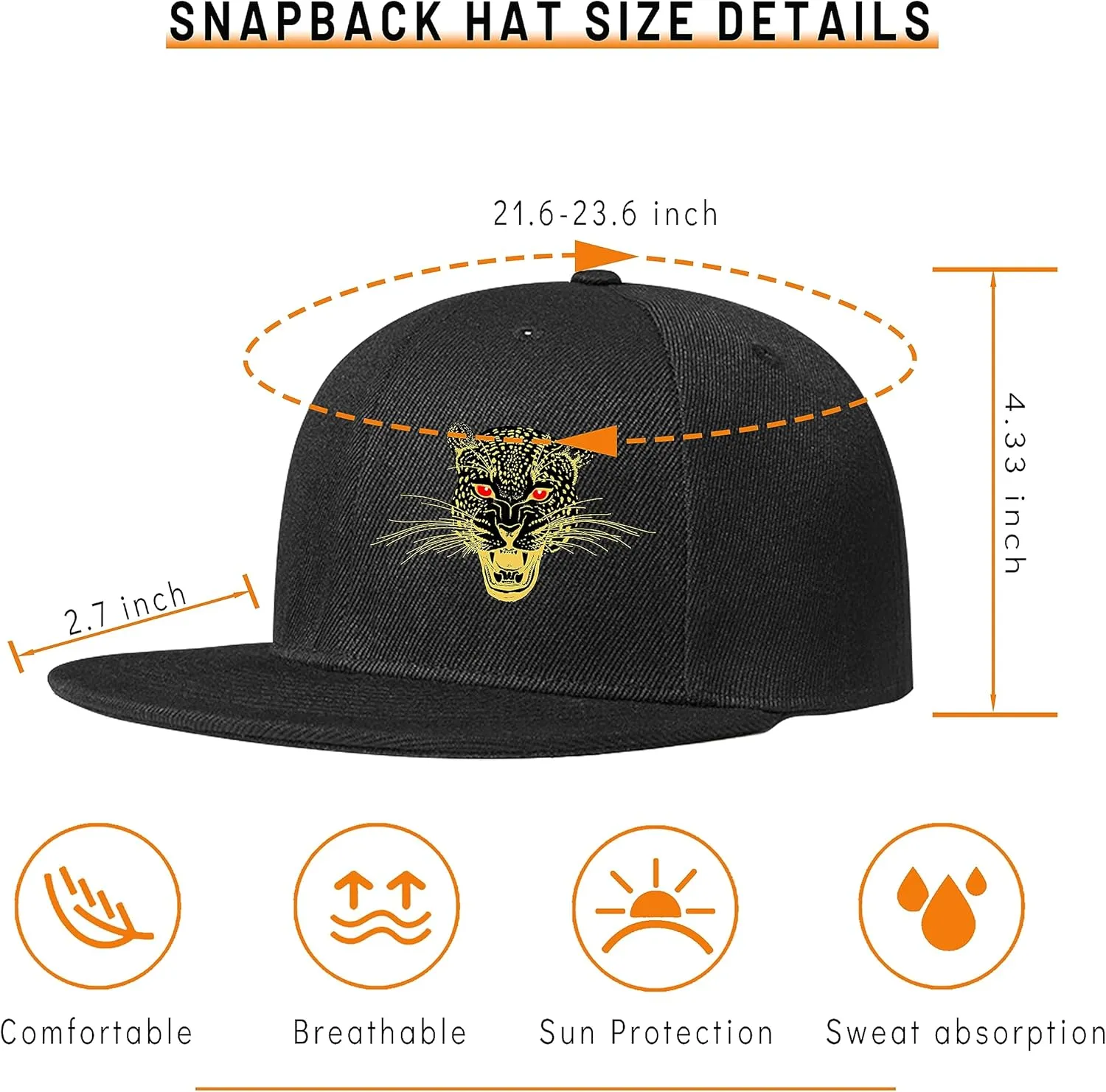 Chef Hat for Men Snapback Hats Funny Flat Bill Hat for Boy Women Adjustable Snap Pack Baseball Cap Black