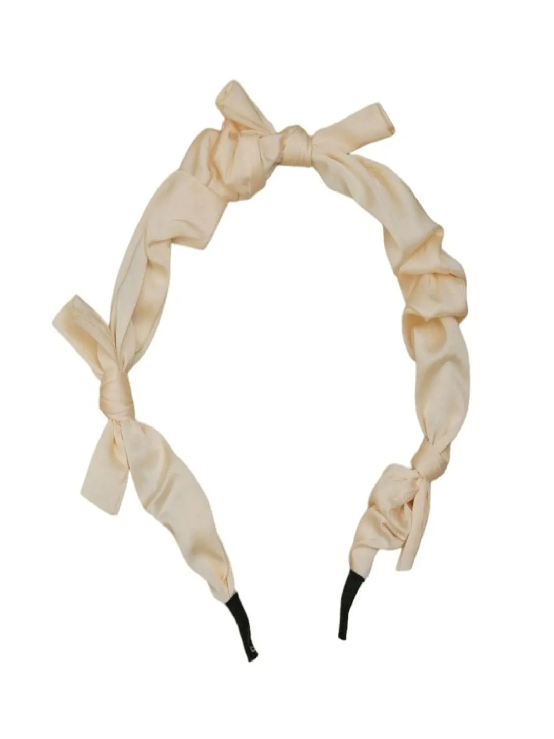 Creamy Dream: Luxe Ivory Twisted Satin Headband and Matching Silken Scrunchie Set