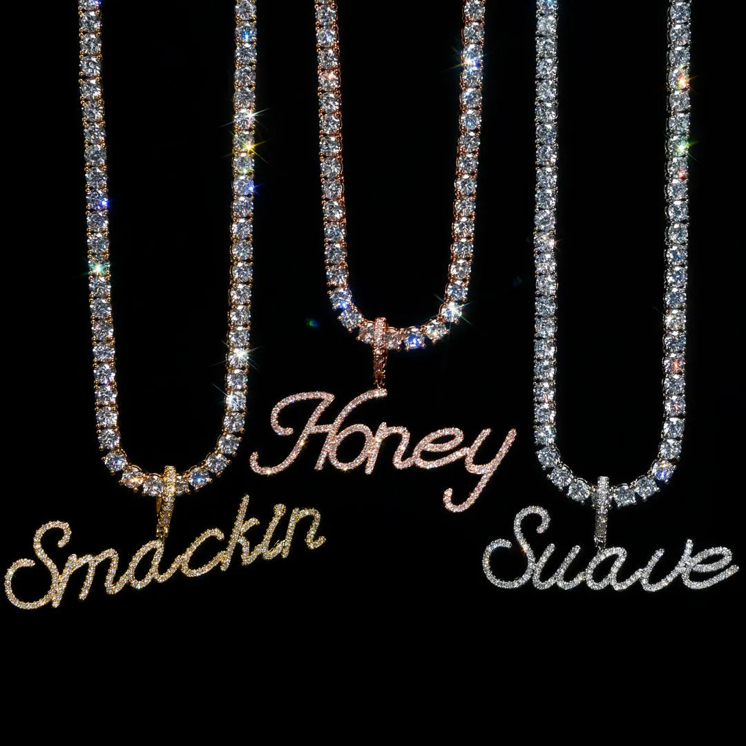 Custom Iced Cursive Letter Pendant