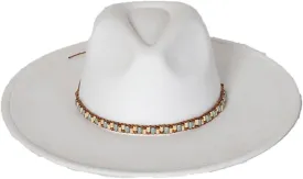 Dcvmvmn Women Chain Adjustable Big Brim Hat Unisex Fedora Hat Jazz Winter Hat