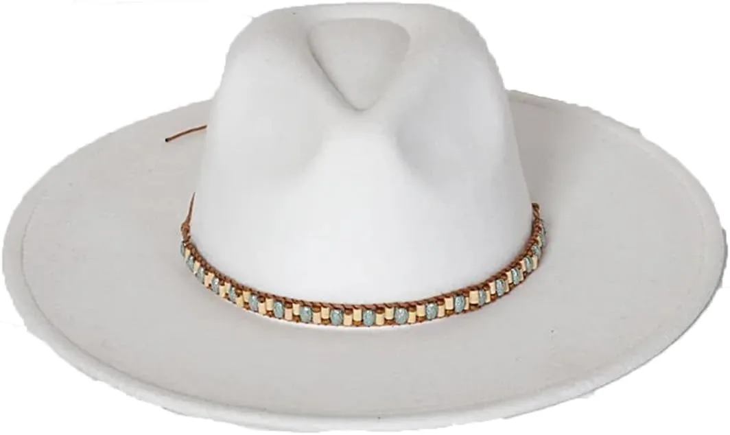 Dcvmvmn Women Chain Adjustable Big Brim Hat Unisex Fedora Hat Jazz Winter Hat