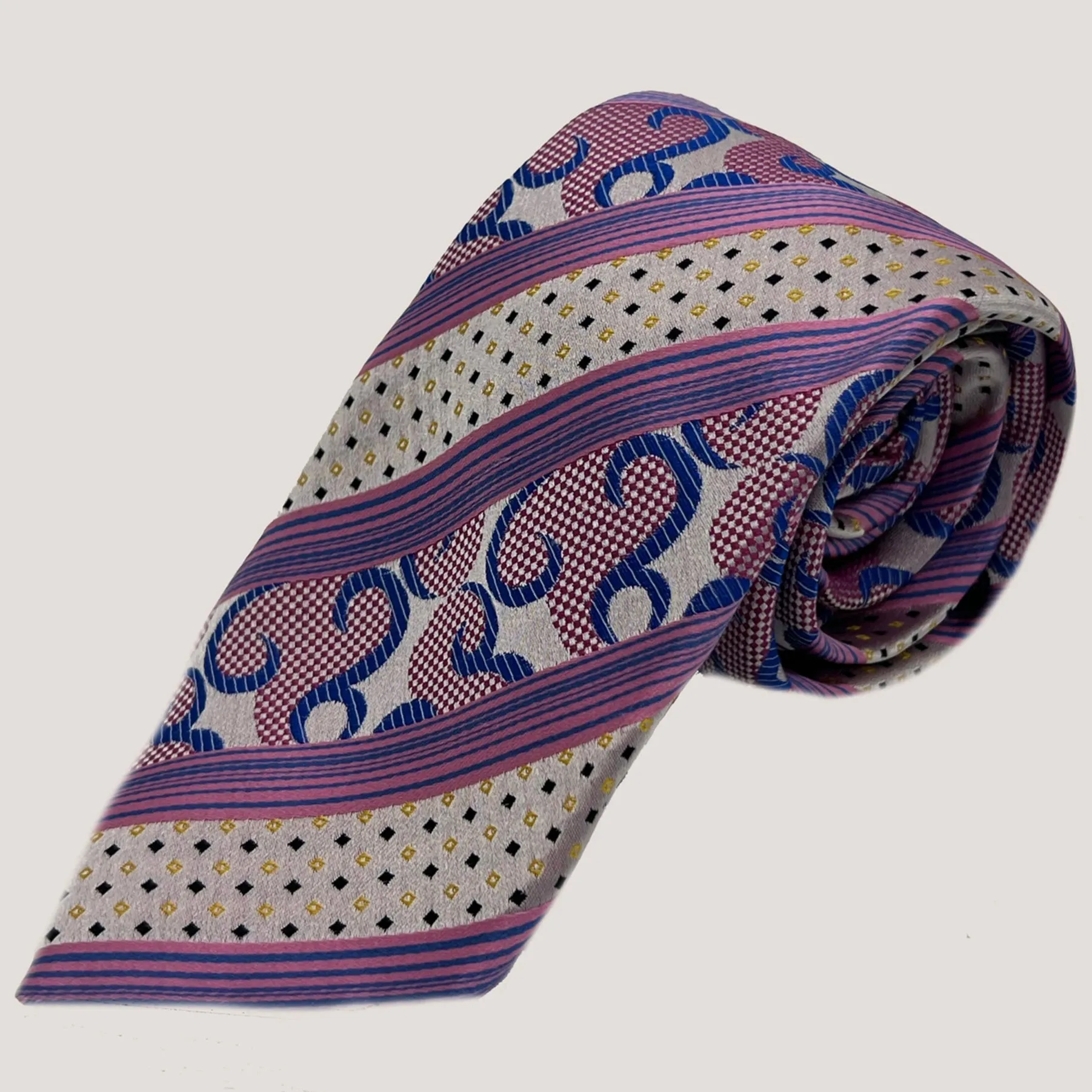 Diagonal Stripes with Mosaic Tie & Pocket Square for Men | 100% Silk