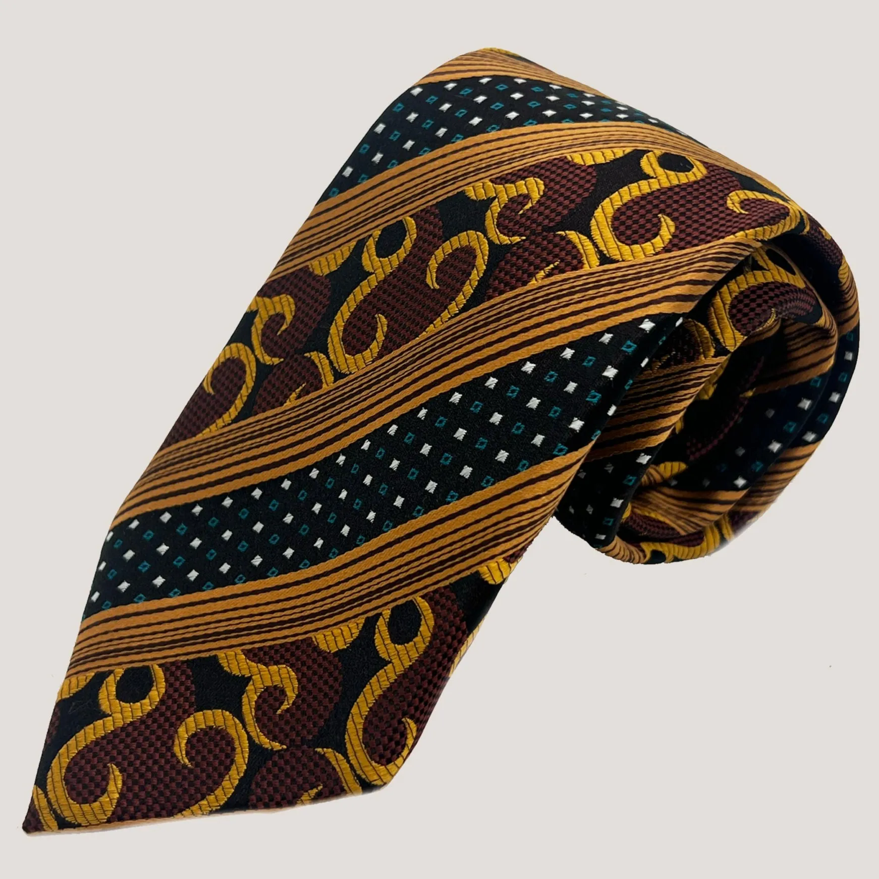 Diagonal Stripes with Mosaic Tie & Pocket Square for Men | 100% Silk