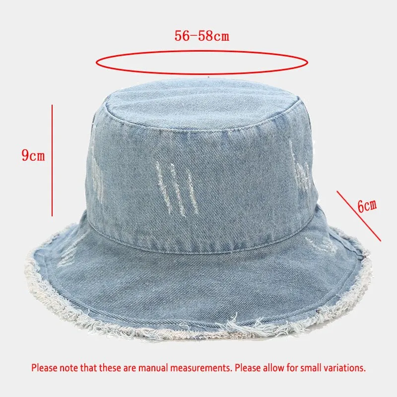 Distressed Denim Bucket Hat