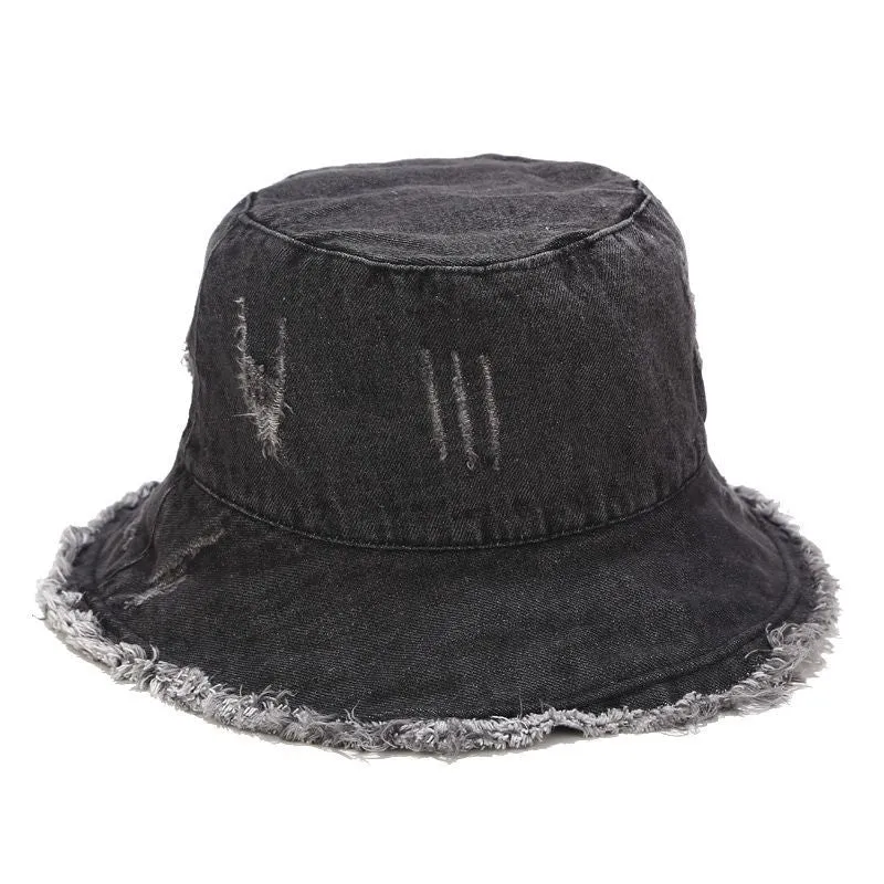 Distressed Denim Bucket Hat