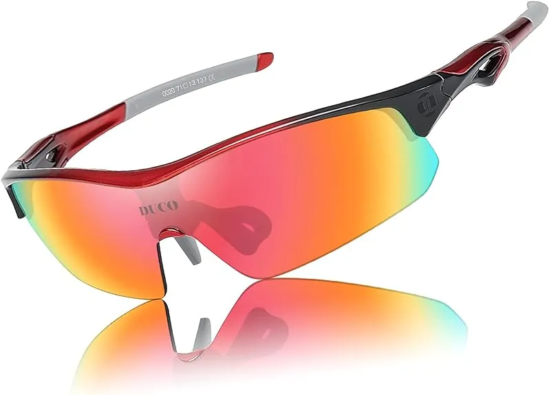 DUCO POLARIZED SPORTS CYCLING SUNGLASSES FOR MEN WITH 5 INTERCHANGEABLE LENSES FOR RUNNING GOLF FISHING HIKING BASEBALL 0020
