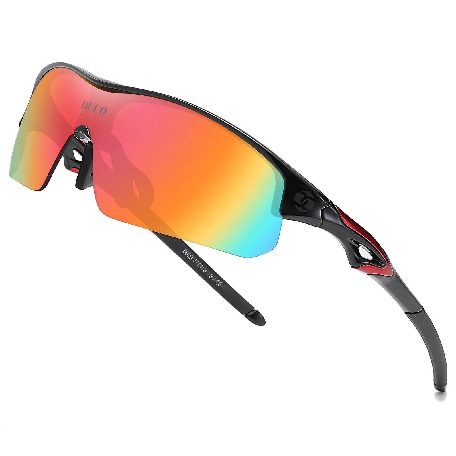 DUCO POLARIZED SPORTS CYCLING SUNGLASSES FOR MEN WITH 5 INTERCHANGEABLE LENSES FOR RUNNING GOLF FISHING HIKING BASEBALL 0020