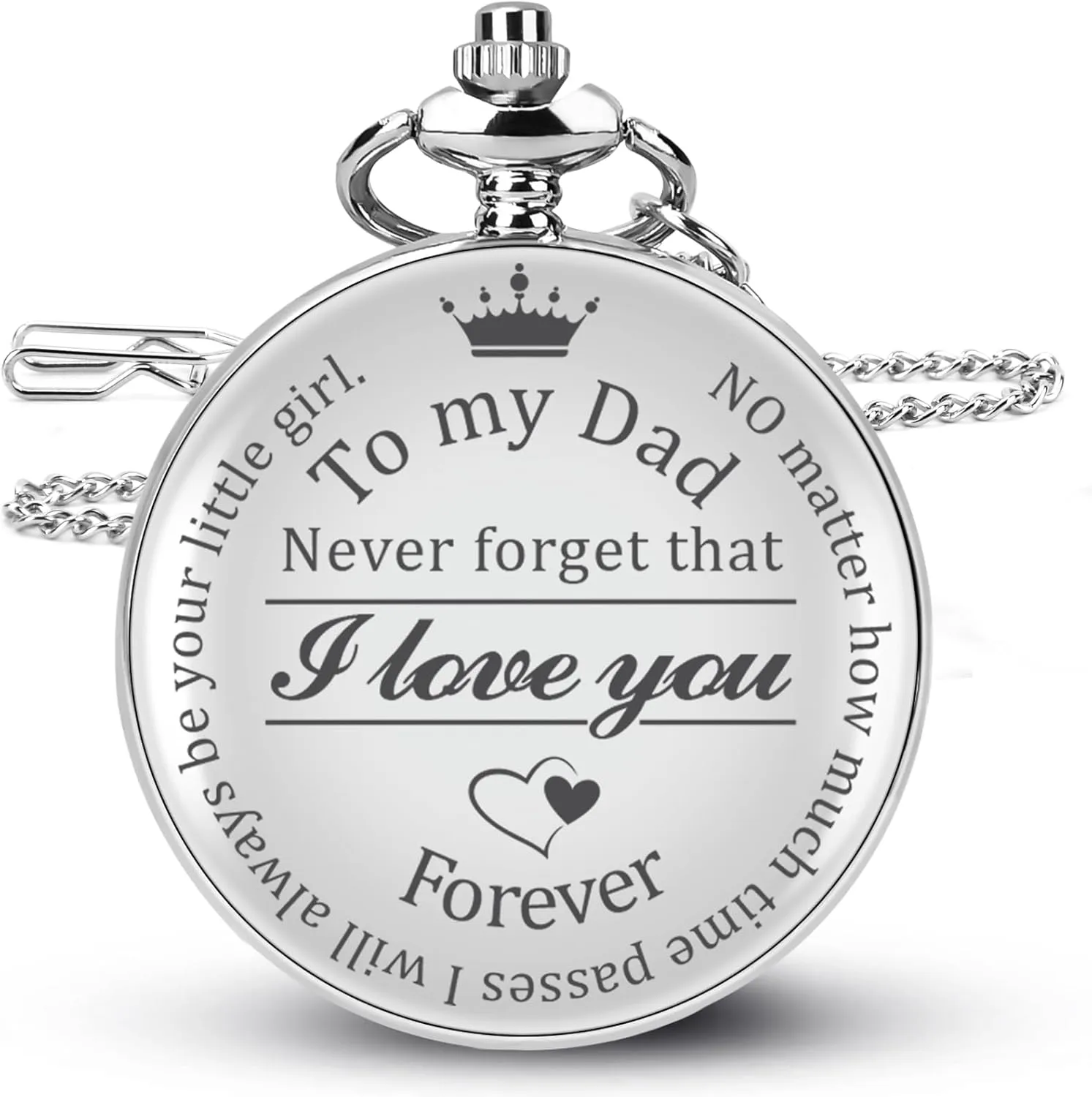 Fathers Day Dad Gifts from Daughter Son, Birthday Gifts for Grandpa Husband Step Dad Personalized Pocket Watch with Chain