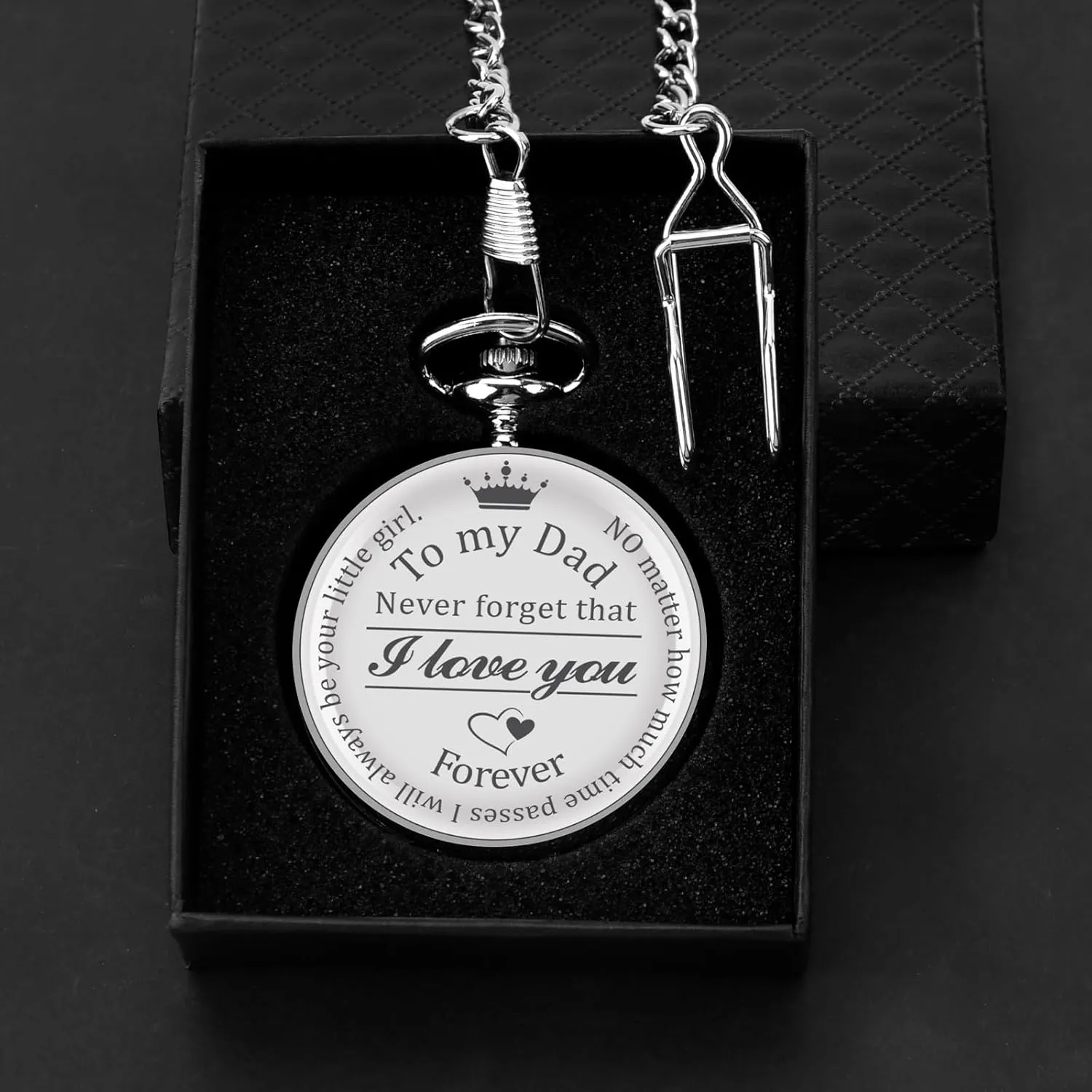 Fathers Day Dad Gifts from Daughter Son, Birthday Gifts for Grandpa Husband Step Dad Personalized Pocket Watch with Chain