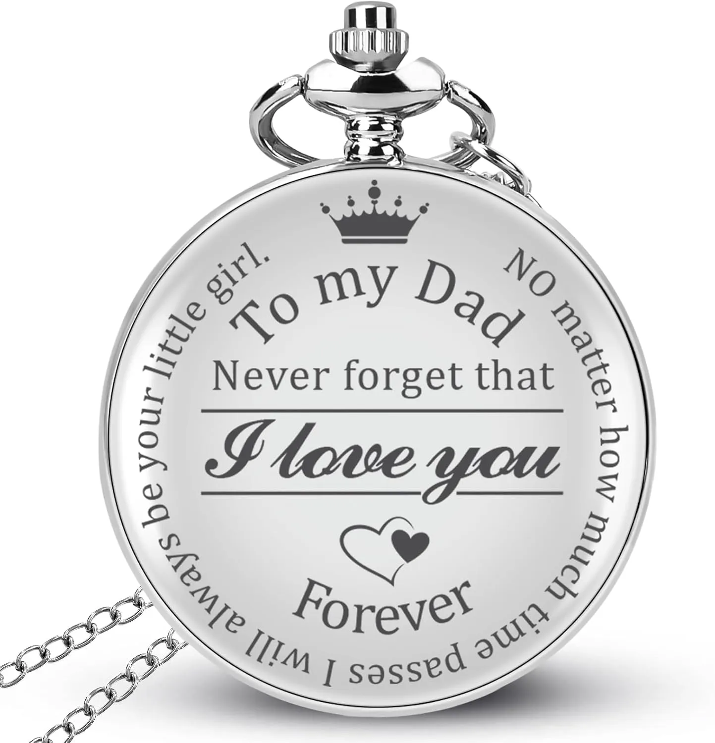 Fathers Day Dad Gifts from Daughter Son, Birthday Gifts for Grandpa Husband Step Dad Personalized Pocket Watch with Chain