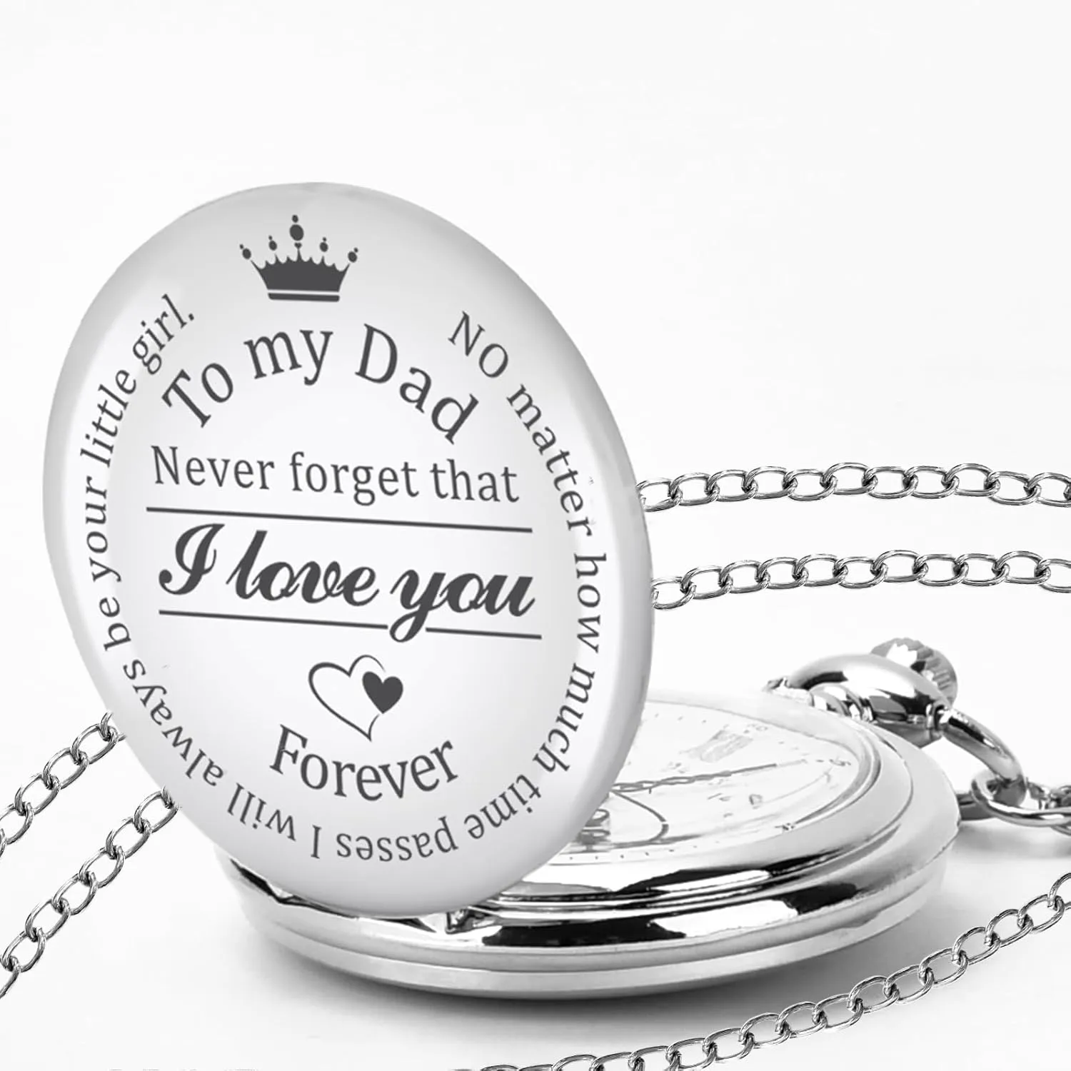 Fathers Day Dad Gifts from Daughter Son, Birthday Gifts for Grandpa Husband Step Dad Personalized Pocket Watch with Chain