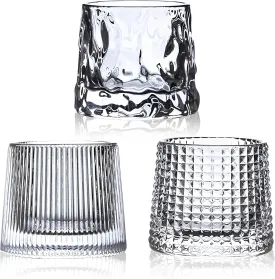 Flat bottom Crystal Whiskey Glasses, Small 5OZ Scotch Glasses Set of 3, Old Fashioned Glasses,Heavy Bottom Rocks Glasses for Drinking Bourbon, Rock,CocktailsSmall Size