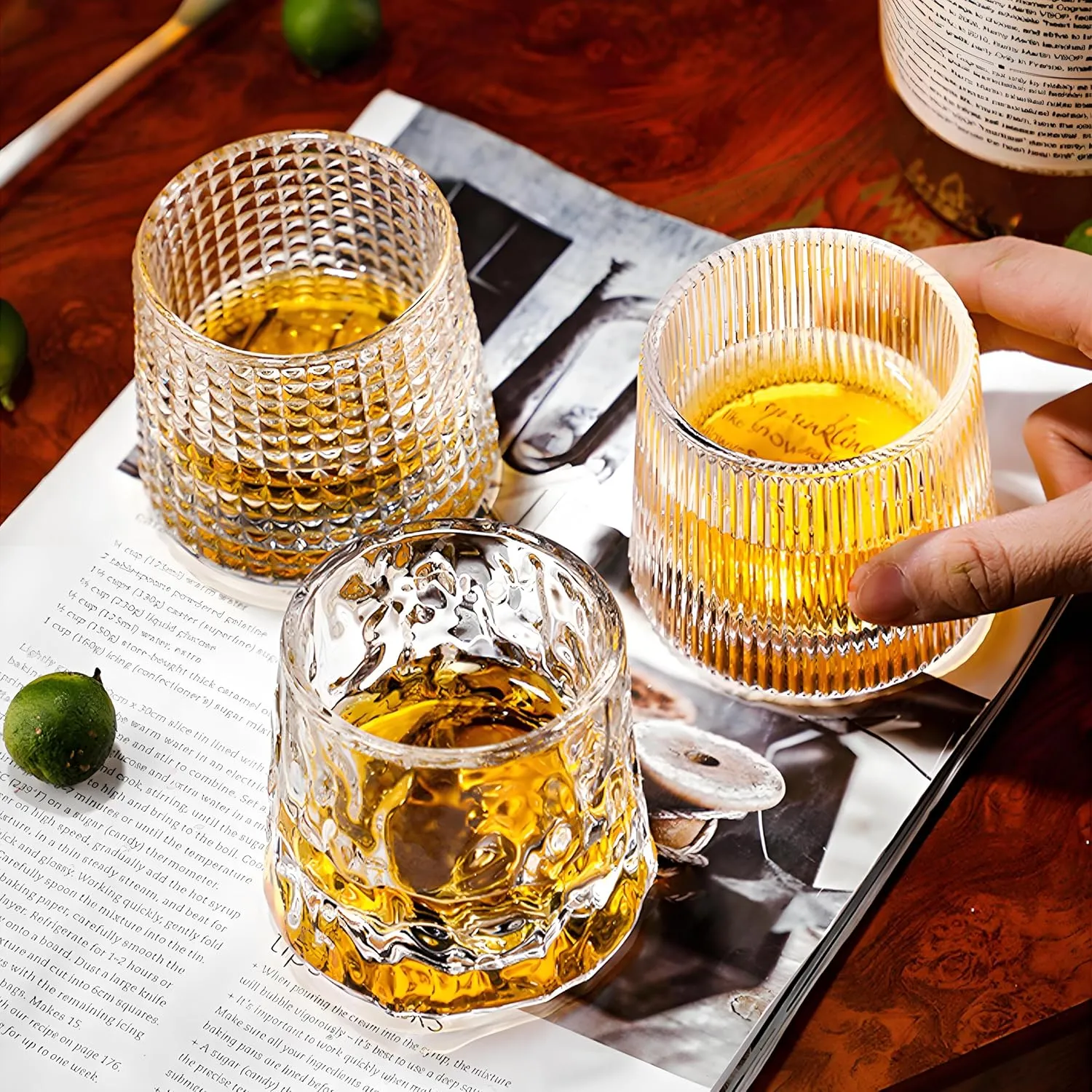Flat bottom Crystal Whiskey Glasses, Small 5OZ Scotch Glasses Set of 3, Old Fashioned Glasses,Heavy Bottom Rocks Glasses for Drinking Bourbon, Rock,CocktailsSmall Size