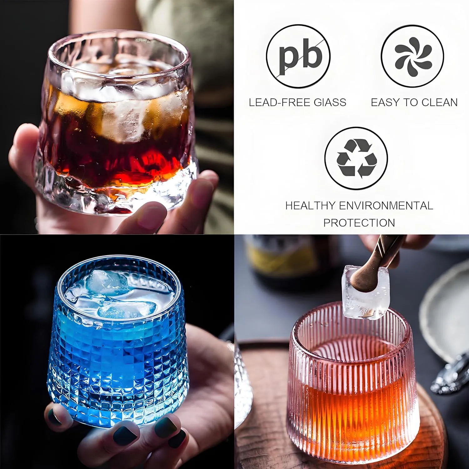 Flat bottom Crystal Whiskey Glasses, Small 5OZ Scotch Glasses Set of 3, Old Fashioned Glasses,Heavy Bottom Rocks Glasses for Drinking Bourbon, Rock,CocktailsSmall Size
