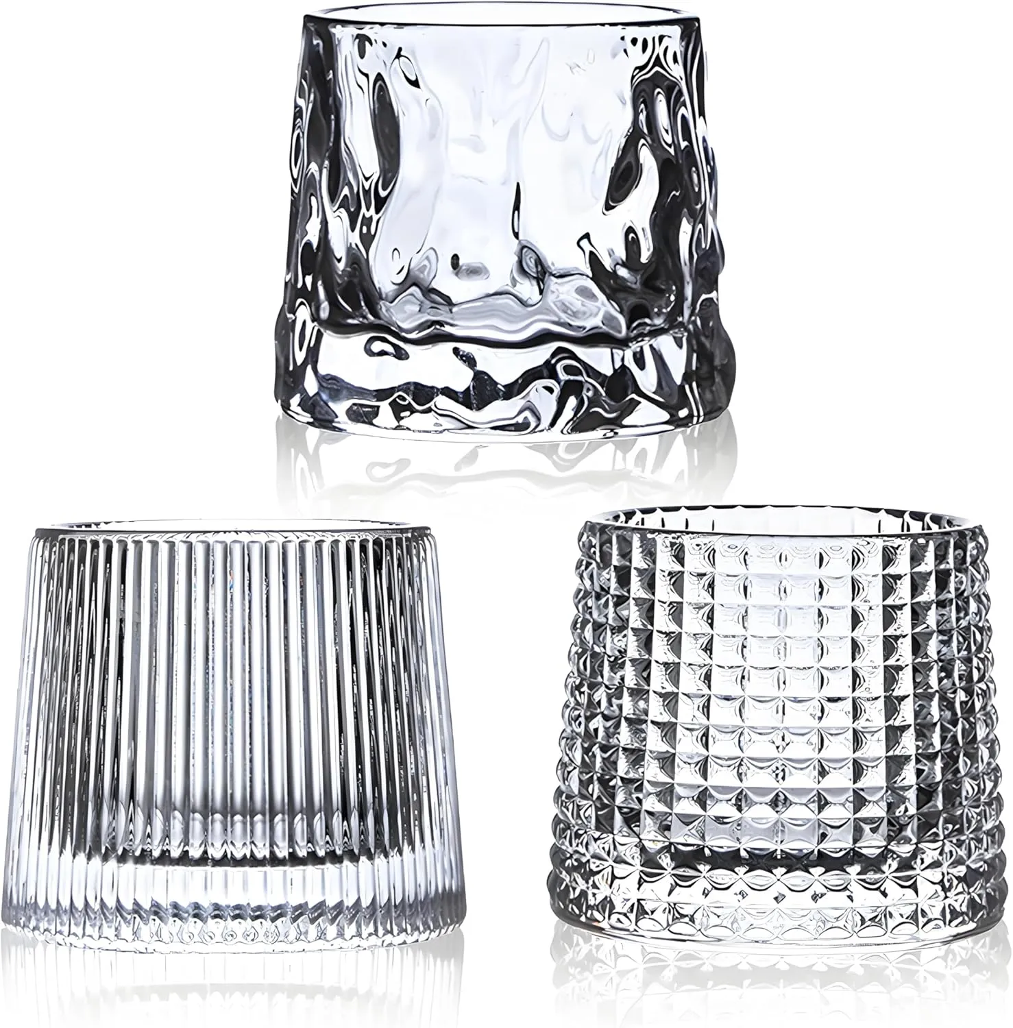 Flat bottom Crystal Whiskey Glasses, Small 5OZ Scotch Glasses Set of 3, Old Fashioned Glasses,Heavy Bottom Rocks Glasses for Drinking Bourbon, Rock,CocktailsSmall Size