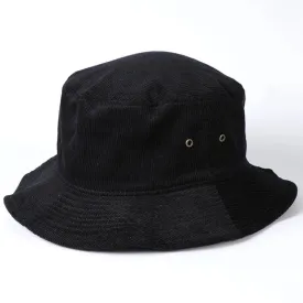 Foldable Vintage Corduroy Bucket Hat - Black