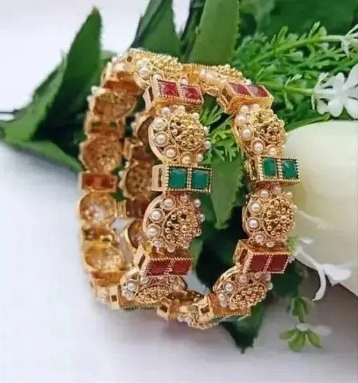 Golden Matte finish Kada Bangles Set, 22k Gold Plated, Traditional Indian, Gift for Her, Wedding Jewelry, Bridesmaid Gift, Set of 2 Psc