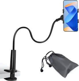 Gooseneck Phone Holder with Clamp Mount, for Phone Holder for Bed, 360 Adjustable Clamp Clip, with Phone Stand for Bed/Desk, for All 4-7 Devices with Phone Pouch Bage