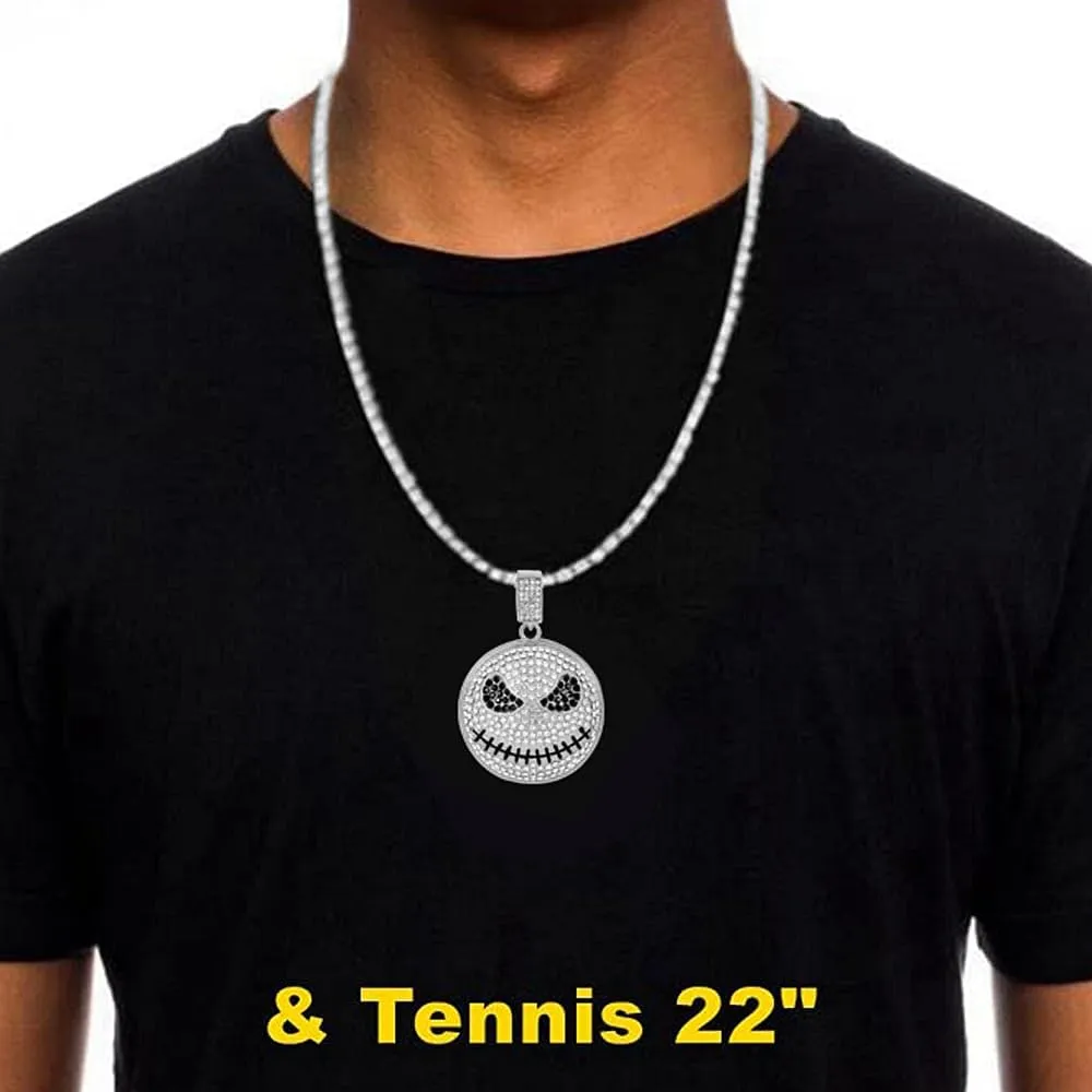 HH BLING EMPIRE 14k Gold Silver Plated Hip Ho Rapper Pendant Chain Necklace for Men, Iced Out Diamond King Pendant with Rope Tennis Chains 22 Inch